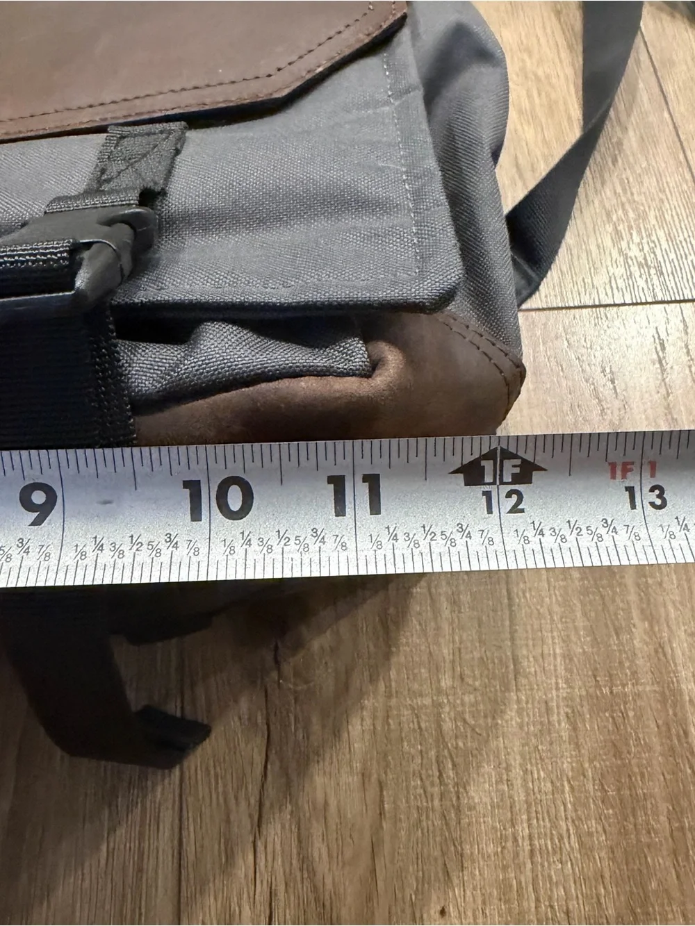 Faith Works handmade in Nepal Gray Canvas Backpack with Brown Leather Trim